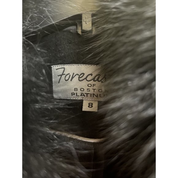 Forecaster Fox-Fur-Collar Reefer Pocketed Black Coat Size 8 - Picture 5 of 9